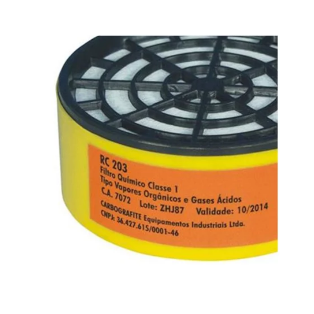 Filtro RC 203 para Máscaras Respirador Semifacial CG 306 - Carbografite  Filtro RC 203 para Máscaras Respirador Semifacial CG 306 - Carbografite