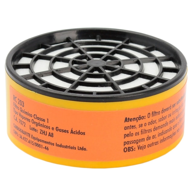 Filtro RC 203 para Máscaras Respirador Semifacial CG 306 - Carbografite  Filtro RC 203 para Máscaras Respirador Semifacial CG 306 - Carbografite