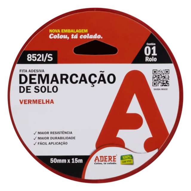 Fita Adesiva Vermelha de Demarcação de Solo 50mm x 15M - ADERE