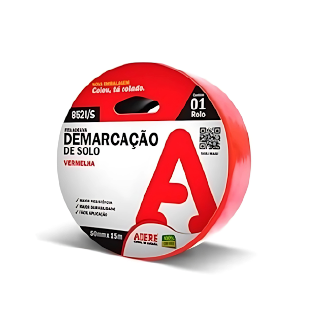 Fita Adesiva Vermelha de Demarcação de Solo 50mm x 15M - ADERE