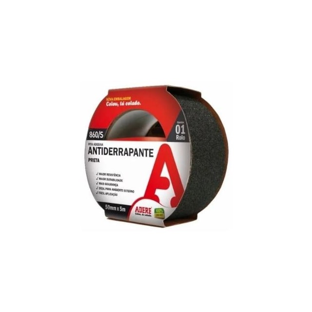 Fita Antiderrapante Preta 50mm x 05m - Adere Fita Antiderrapante Preta 50mm x 05m - Adere