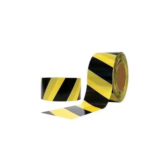 Fita de Demarcação de Área 70mm x 200m Zebrada Amarelo com Preto - Adere