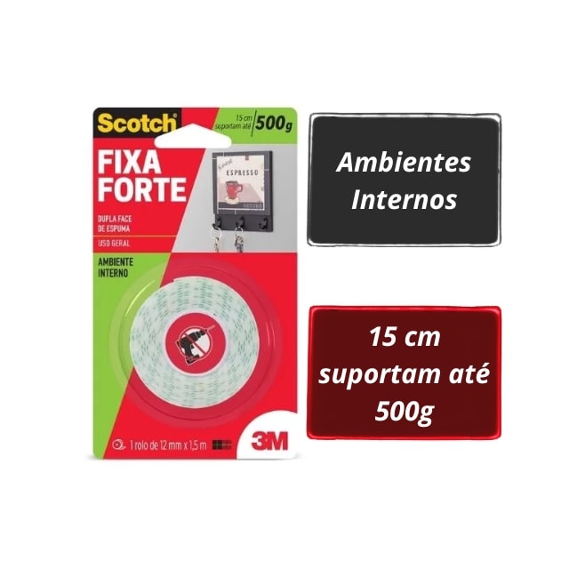 Fita Dupla Face 12mm x 1,5M FixFort - 3M Fita Dupla Face 12mm x 1,5M FixFort - 3M