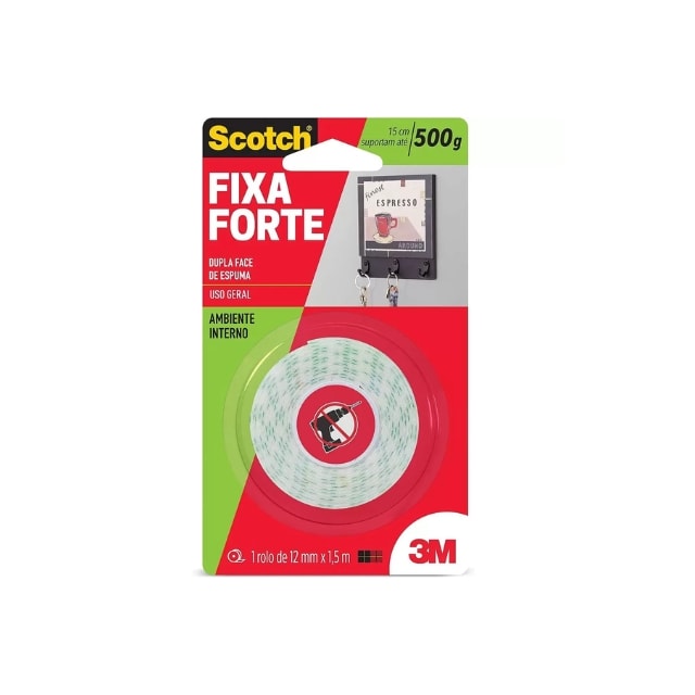 Fita Dupla Face 12mm x 1,5M FixFort - 3M Fita Dupla Face 12mm x 1,5M FixFort - 3M