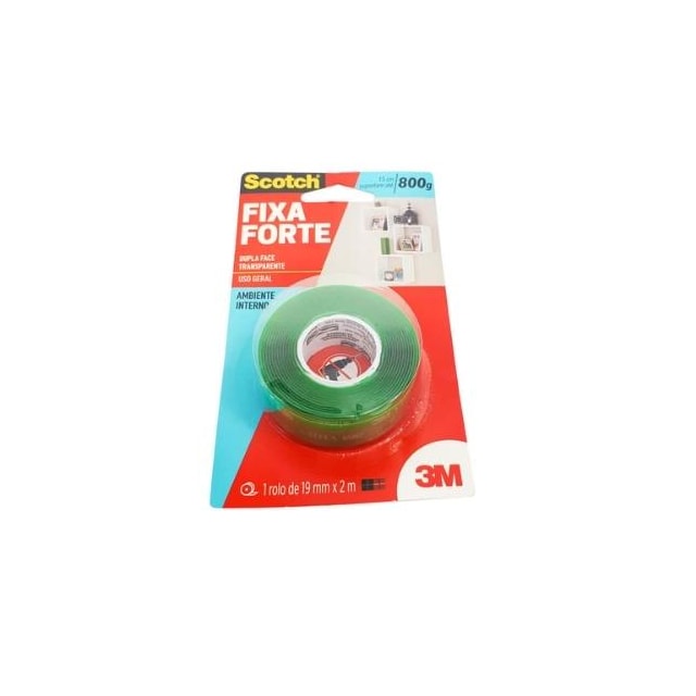 Fita Dupla Face 19mm x 2M Transparente FixFort - 3M Fita Dupla Face 19mm x 2M Transparente FixFort - 3M