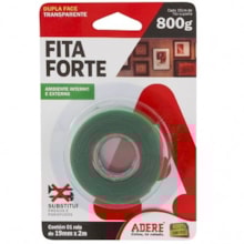 Fita Dupla Face Acrílica Transparente 19mm x 2M Suporta 800g - ADERE Fita Dupla Face Acrílica Transparente 19mm x 2M Suporta 800g - ADERE