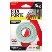 Fita Dupla Face Espuma Branca Forte Extreme 24mm x 1,5M Suporta 5KG - ADERE