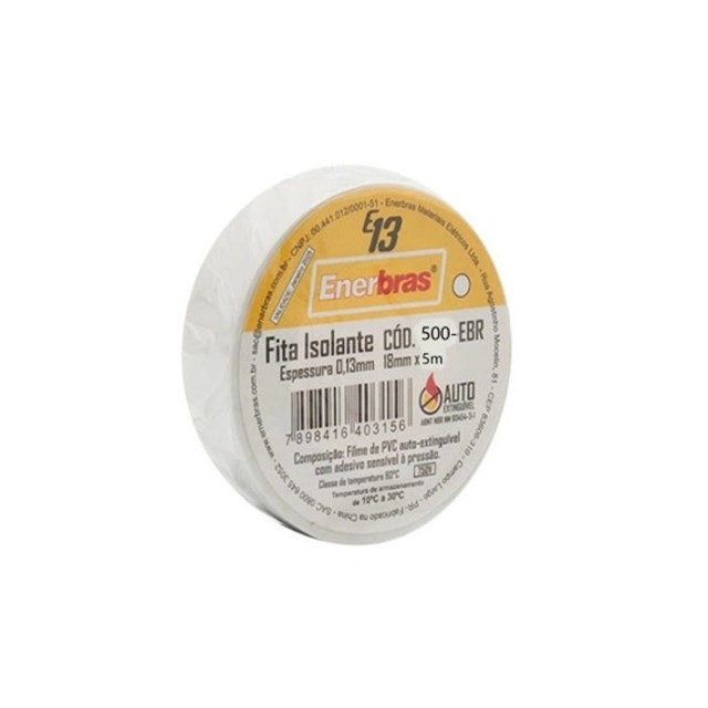 Fita Isolante 18mm x 5m Branca - Enerbras