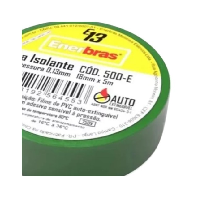 Fita Isolante 18mm x 5m Verde - Enerbras