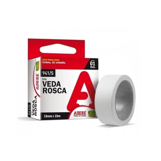 Fita Veda Rosca 12mm X 10m Branca - Adere Fita Veda Rosca 12mm X 10m Branca - Adere