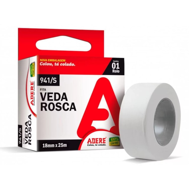 Fita Veda Rosca 18mm X 25m Branca - Adere