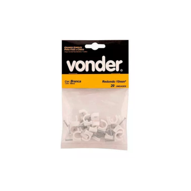 Fixa Fio 10mm Redondo Branco 20 Peças - VONDER Fixa Fio 10mm Redondo Branco 20 Peças - VONDER