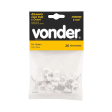 Fixa Fio Branco Redondo 6mm c/ 20 Peças - VONDER