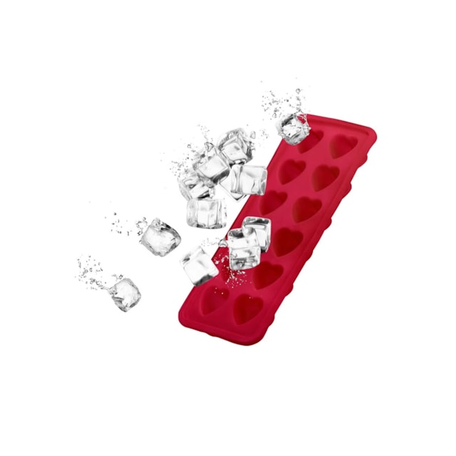 Forma de Gelo de Silicone Coração 12 Cubos Vermelha Up Home - UD149 Forma de Gelo de Silicone Coração 12 Cubos Vermelha Up Home - UD149