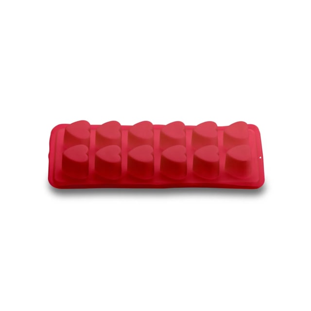 Forma de Gelo de Silicone Coração 12 Cubos Vermelha Up Home - UD149