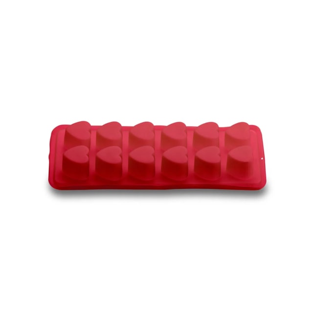Forma de Gelo de Silicone Coração 12 Cubos Vermelha Up Home - UD149 Forma de Gelo de Silicone Coração 12 Cubos Vermelha Up Home - UD149