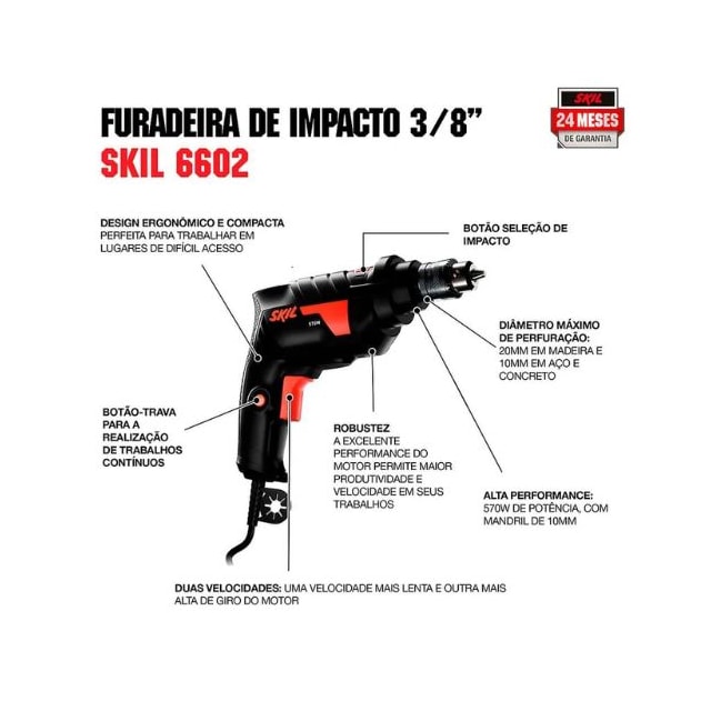 Furadeira de Impacto 3/8" 6602 220V - SKIL