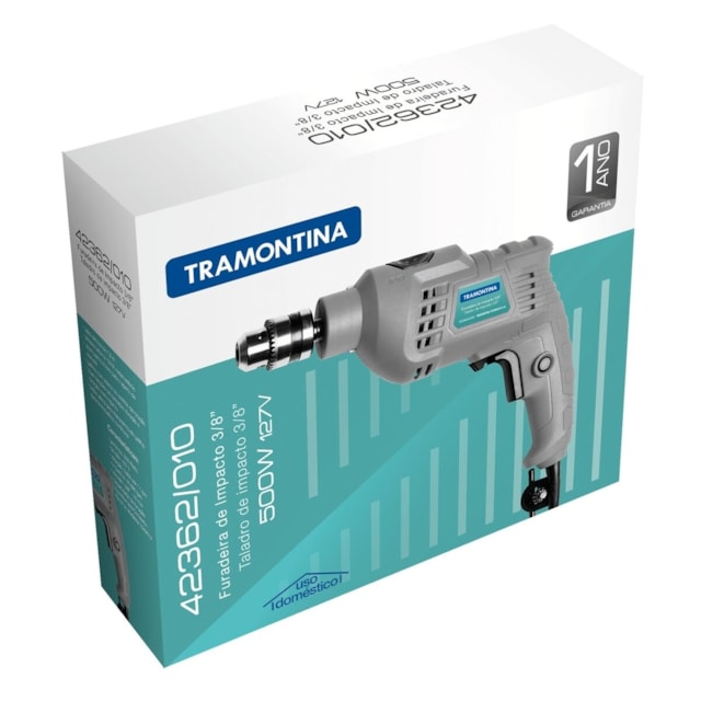 Furadeira de Impacto 500W 3/8 220V Cinza - TRAMONTINA