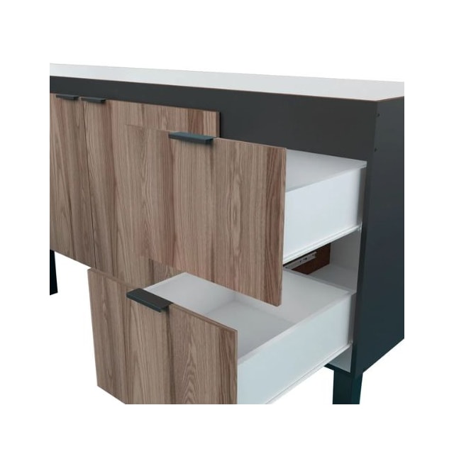 Gabinete Cozinha 120cm Madeira Calibri Preto/Tamarindo - Cozimax