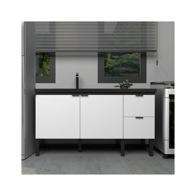 Gabinete Cozinha 120cm Madeira Colibri Preto/Branco - COZIMAX
 Gabinete Cozinha 120cm Madeira Colibri Preto/Branco - COZIMAX