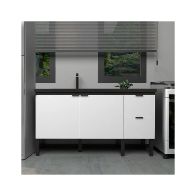 Gabinete Cozinha 120cm Madeira Colibri Preto/Branco - COZIMAX
