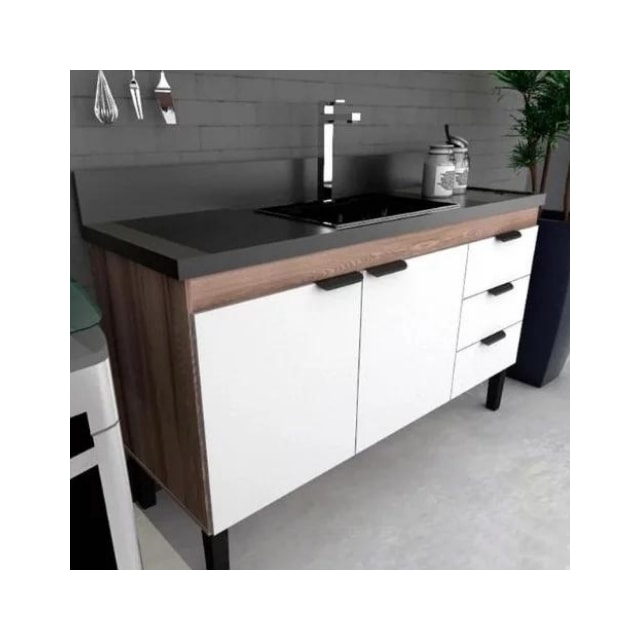 Gabinete Cozinha 120cm Madeira Flamingo Tamarindo/Branco - Cozimax