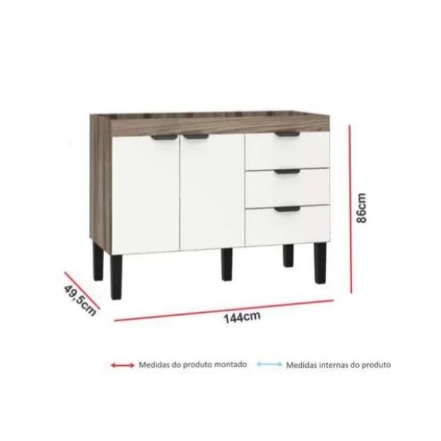 Gabinete Cozinha 120cm Madeira Flamingo Tamarindo/Branco - Cozimax