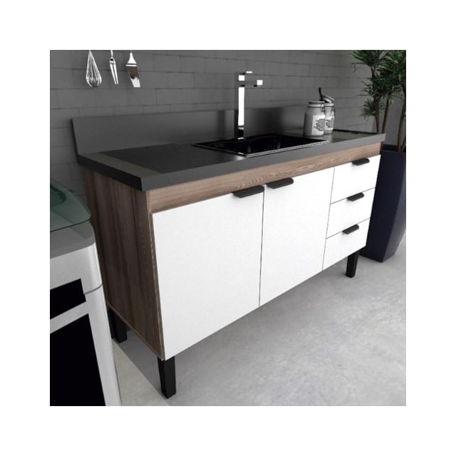 Gabinete Cozinha 150cm Madeira Flamingo Tamarindo/Branco - COZIMAX