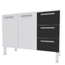 Gabinete de Aço para Pia 120cm Vênus 3G Flat Preto - COZIMAX Gabinete de Aço para Pia 120cm Vênus 3G Flat Preto - COZIMAX