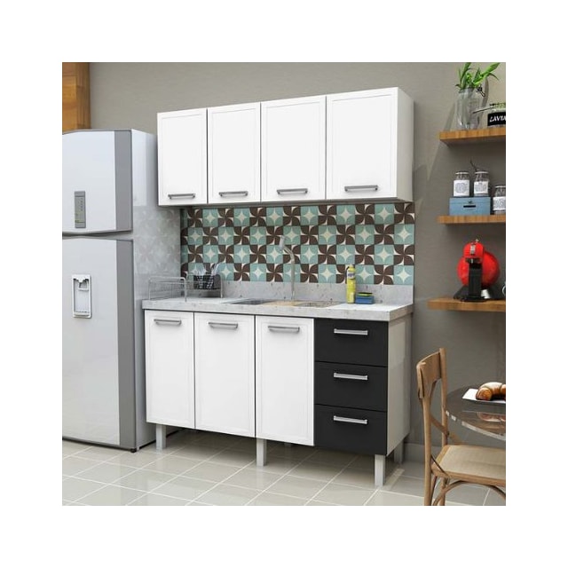 Gabinte de Aço para Pia 150cm Vênus Flat 3G Preto - Cozimax Gabinte de Aço para Pia 150cm Vênus Flat 3G Preto - Cozimax