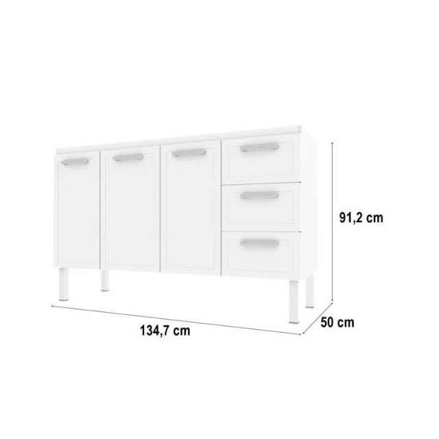 Gabinte de Aço para Pia 150cm Vênus Flat 3G Preto - Cozimax Gabinte de Aço para Pia 150cm Vênus Flat 3G Preto - Cozimax