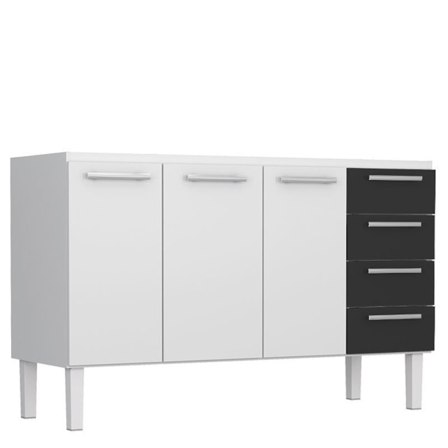 Gabinte de Aço para Pia 150cm Vênus Flat 3G Preto - Cozimax Gabinte de Aço para Pia 150cm Vênus Flat 3G Preto - Cozimax