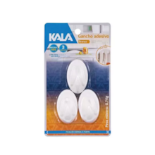 Gancho Branco Adesivo ABS 3 Peças - KALA Gancho Branco Adesivo ABS 3 Peças - KALA