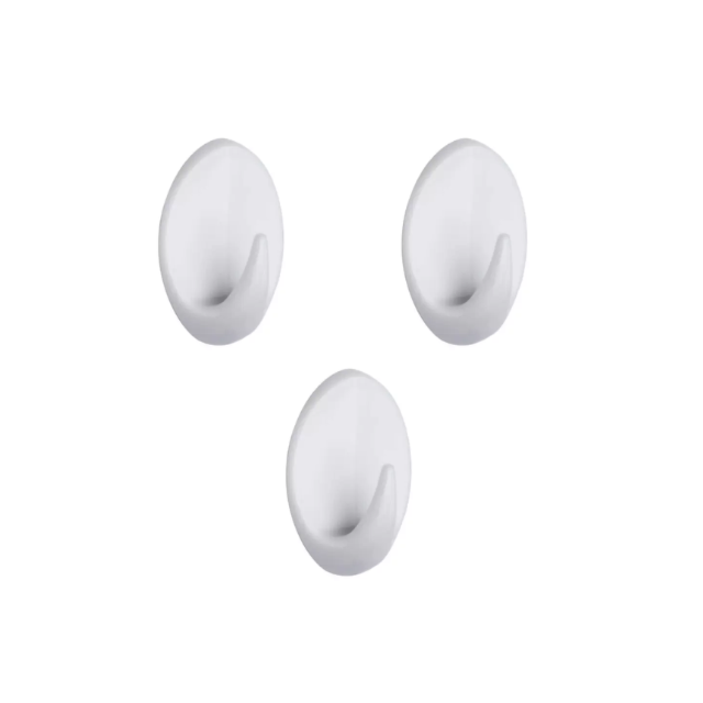 Gancho Branco Adesivo ABS 3 Peças - KALA Gancho Branco Adesivo ABS 3 Peças - KALA