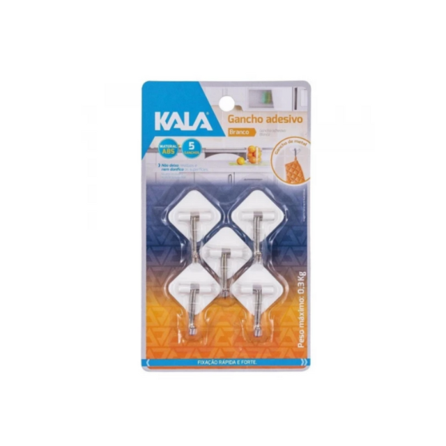 Gancho Branco Adesivo ABS 5 Peças - KALA Gancho Branco Adesivo ABS 5 Peças - KALA