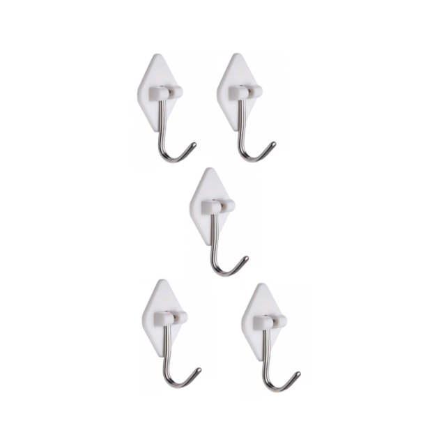 Gancho Branco Adesivo ABS 5 Peças - KALA Gancho Branco Adesivo ABS 5 Peças - KALA