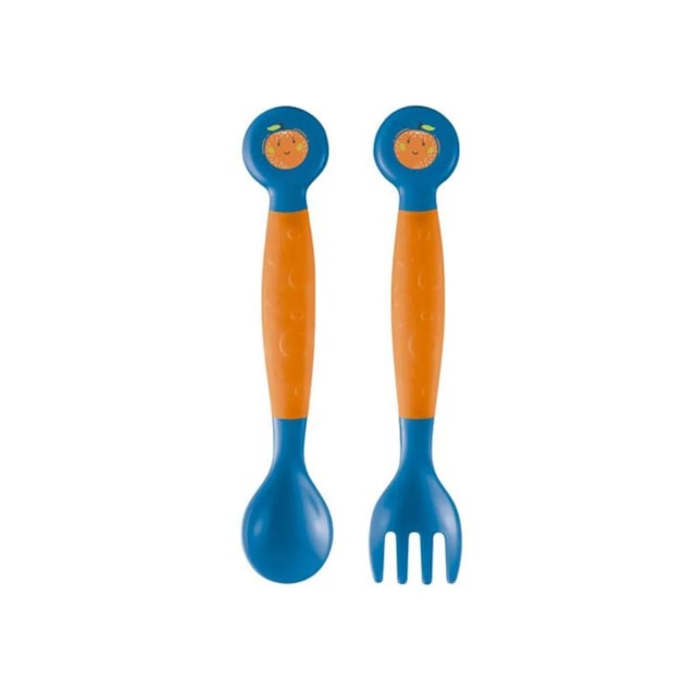 Garfo e Colher Flexíveis Funny Meal Bb1140 - Multikidsbaby Azul