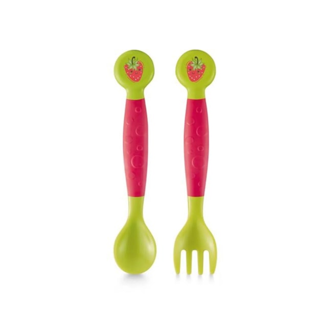 Garfo e Colher Flexíveis Funny Meal Bb1140 - Multikidsbaby Rosa