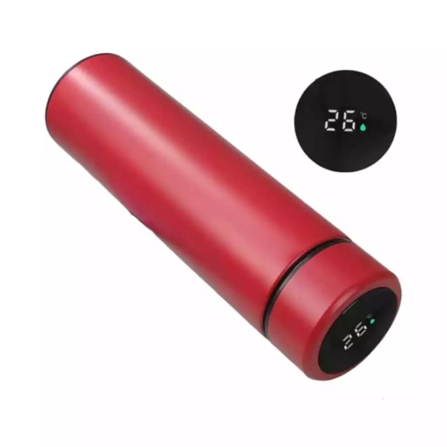 Garrafa Térmica com Termômetro Digital 500ml Aço Inox - Cores Sortidas