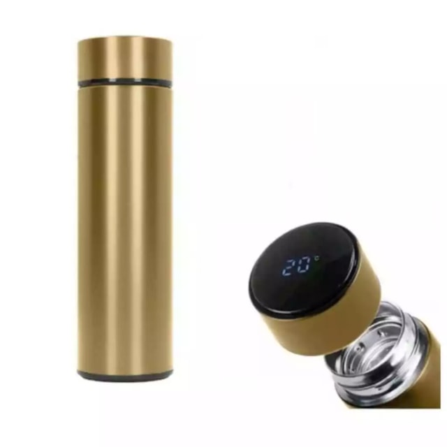 Garrafa Térmica com Termômetro Digital 500ml Aço Inox - Cores Sortidas