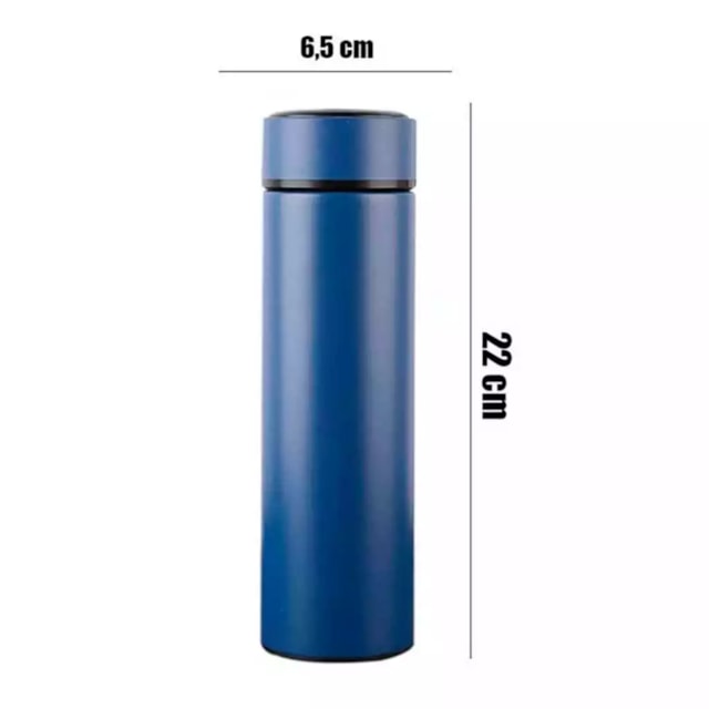 Garrafa Térmica com Termômetro Digital 500ml Aço Inox - Cores Sortidas
