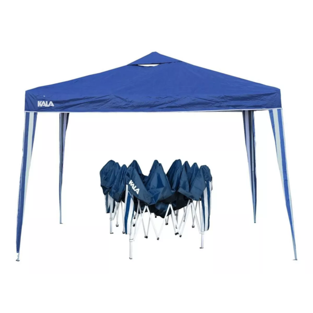 Gazebo Dobrável com Pés de Alumínio 3x3m Azul - KALA Gazebo Dobrável com Pés de Alumínio 3x3m Azul - KALA