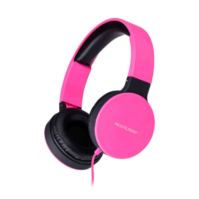 Headphone New Fun Dobrável com Conexão P2 Cabo 1,4m Rosa Fosco Multilaser - PH271