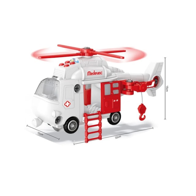 Helicóptero de Resgate City Machine Com Luz E Som Multikids - BR1785