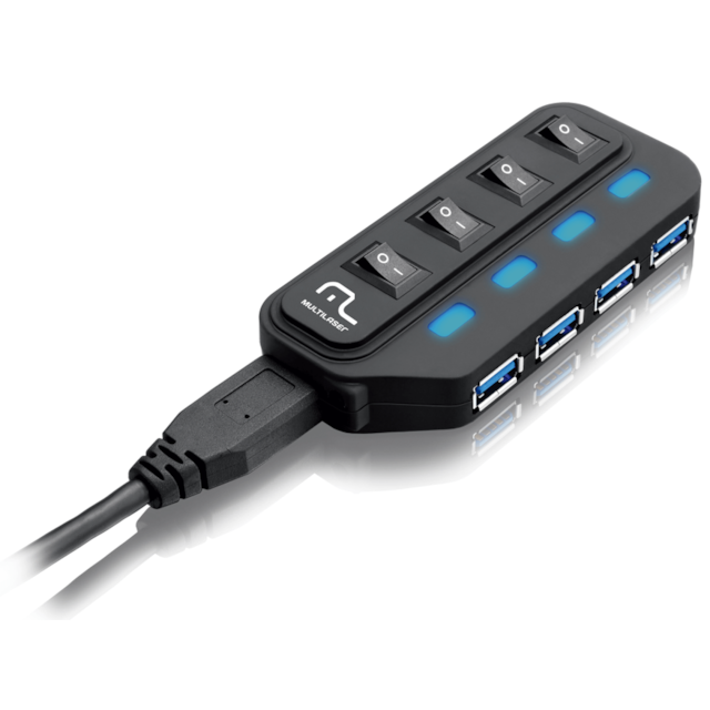 HUB USB 3.0 Super Speed 4 Portas Multilaser - AC264 HUB USB 3.0 Super Speed 4 Portas Multilaser - AC264