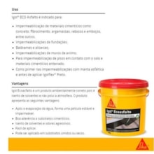Impermeabilizante Igol Ecoasfalto 18L - SIKA Impermeabilizante Igol Ecoasfalto 18L - SIKA