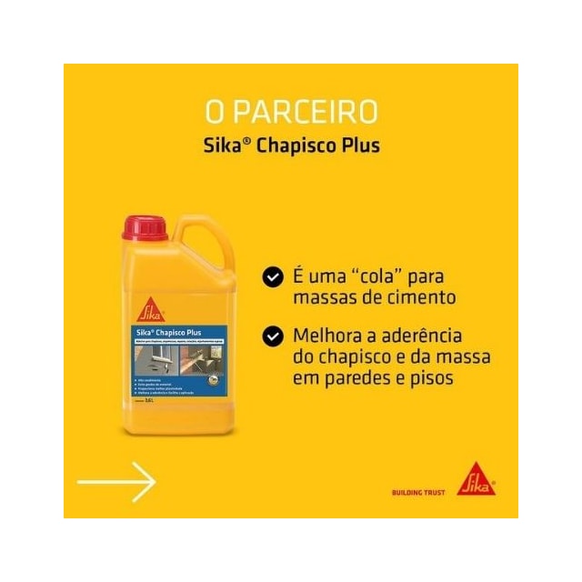 Impermeabilizante para Argamassa Sika Chapisco Plus 3,6L - Sika 