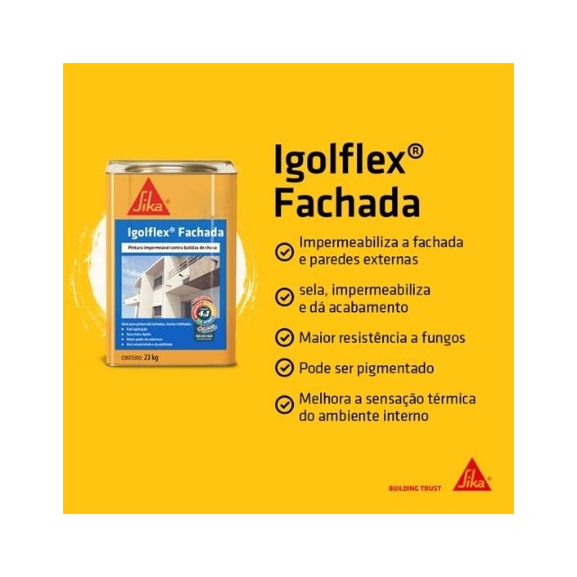 Impermeabilizante Selador Igolflex Fachada Branco Contra Batida de Chuva 23Kg - Sika 