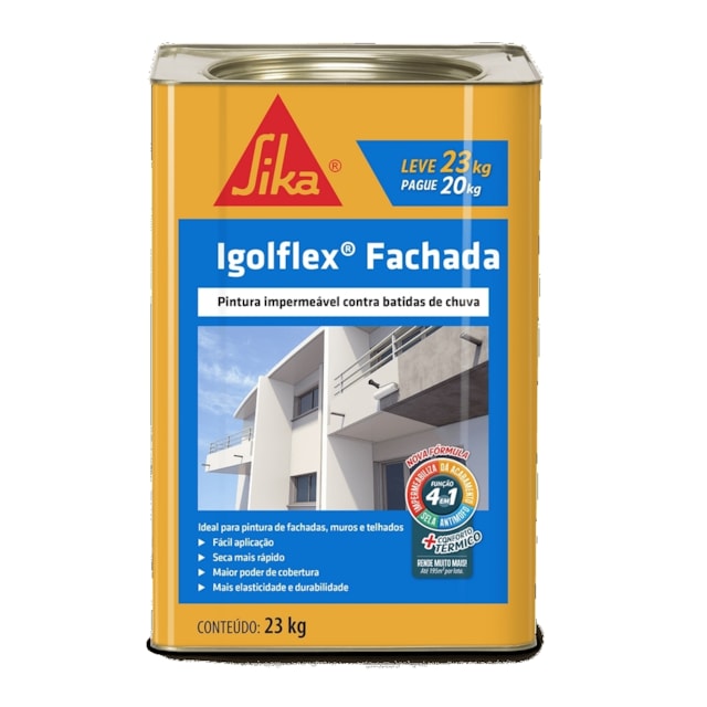 Impermeabilizante Selador Igolflex Fachada Branco Contra Batida de Chuva 23Kg - Sika 