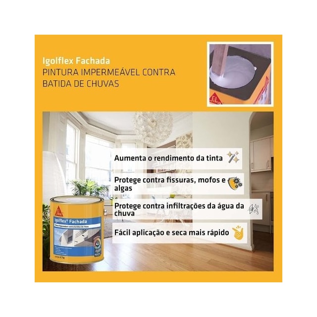 Impermeabilizante Selador Igolflex Fachada Branco Contra Batida de Chuva 4,7Kg - Sika 